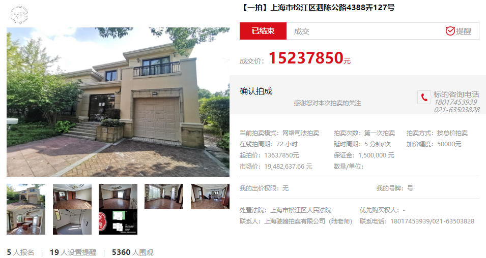 2021开年首发上海法拍房周成交分析【2021/1/4-2021/1/10】